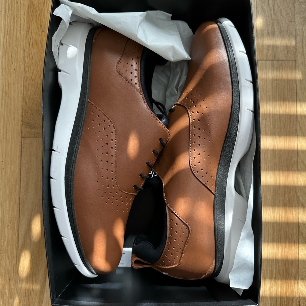 Brown Leather Oxfords with White Sole